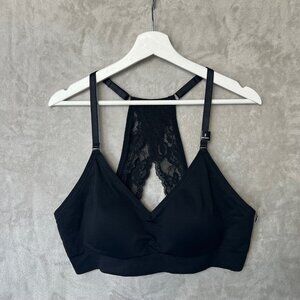 Torrid Curve Padded Flirt Bralette Sz 3 Lace Trim Racerback Wire Free NWT Black